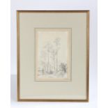 R Gibb, (19th Century British school), pencil sketch of trees by a stream, housed in a gilt and