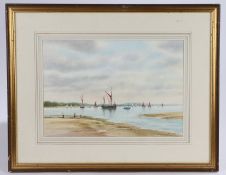 Derek Eastoe (20th Century British), "Low Tide", signed watercolour dated 1988, housed in a gilt