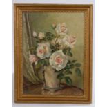 Claude Percival Shilton (1897-1968), Still life study of roses, signed oil on board, housed in a