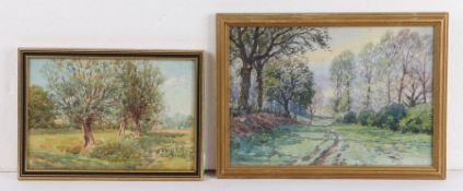 C.H. Coller, landscape scenes with trees, two signed watercolours, housed in gilt and glazed frames,