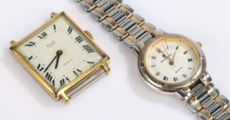 Avis Art Deco style gentlemans wristwatch, the square white dial with Roman numerals, housed in a