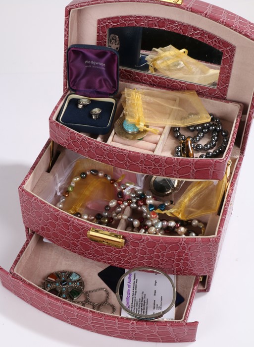 Costume jewellery, to include pair of Wedgwood jasperware earrings, necklaces etc. housed in a