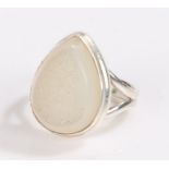 Silver and white drusy quartz ring, ring size O1/2, 7.4g