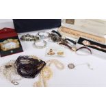 Costume jewellery and fashion watches, to include necklaces, 1944 sixpence on a silver necklace,