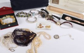 Costume jewellery and fashion watches, to include necklaces, 1944 sixpence on a silver necklace,
