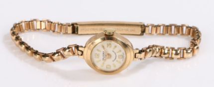 Majorex ladies 9 carat gold wristwatch, the signed cream dial with Arabic and baton markers,