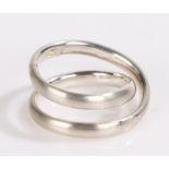 Silver ring formed from two loops, ring size M, 6.4g