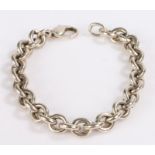 Silver bracelet formed from circular links, 34.1g