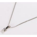 14 carat gold white necklace, with a white stone pendant, 4.7g