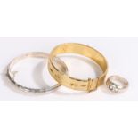 18 carat gold plated bangle, silver bangle, silver ring (3)