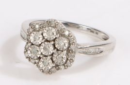 Silver and diamond set ring, ring size N1/2, 3.1g