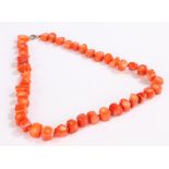 Coral necklace formed from cut coral sections, 50cm long