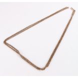 Gold coloured metal chain, with 9 carat gold clip and clasp, 142cm long
