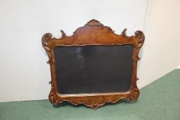 Victorian style walnut veneered wall mirror, with shell, acanthus leaf and scroll decorated frame,