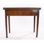 George III mahogany tea table, the rectangular top with frieze drawer above tapering legs, 86cm x