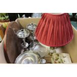 Mixed objects to include reading lamp, plated ware, decorative tiles etc. (qty)