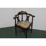Edwardian mahogany and inlaid corner chair