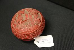 Chinese cinnabar lacquer pot and cover