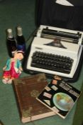 Mixed objects, to include a typewriter, John Smiths Royal Wedding Ale, Anniversary Ale by Courage,