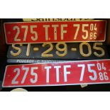 Four vintage continental number plates (4)