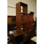 Suite of mahogany veneered furniture, to include two sideboards and two open bookcases (4)