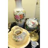 Ironstone wash jug and bowl set, large Japanese vase AF, Wedgwood Chinese Flowers pattern bowl,