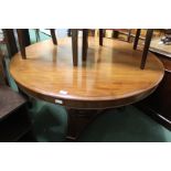 Victorian mahogany breakfast table, the circular tilting top above an octagonal stem, triangular