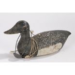 Decoy bluebill duck by Andrew Anderson, signed and dated to base 1929, 36cm from beak to tail