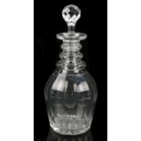 George III decanter, the three ring neck above a sliced cut bulbous body, together with a diamond