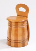 Scottish treen salt box, with bands of wood to the shaped body, 25.5cm high