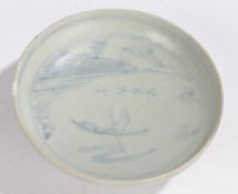 18th Century Chinese ship wreck porcelain dish, possibly Nanking, with a faded blue design to the