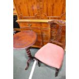 Single Edwardian stained beech bedroom chair, with shell carved cresting rail and pierced splat