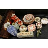 Oriental works of art to include Kutani porcelain vases and plates, scrolls, Wedgwood Clio pot and