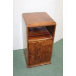 Art Deco style walnut pot cupboard, with open recess above single cupboard door, 36cm wide