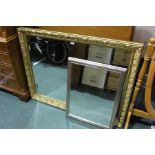 Gilt framed wall mirror, with foliate decoration and beaded border, 90cm x 117cm, small silvered