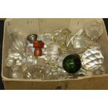 Glass decanter stoppers, various sizes and styles, to include a green example (qty)
