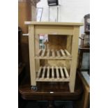 Light wood kitchen butchers block, with slatted undertiers, 60cm x 50.5cm