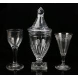19th Century glass rummer, with an associated lid, together with a 19th Century wine glass with