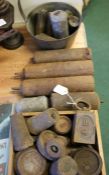 Collection of scale and clock weights, to include longcase clock weights etc. (qty)