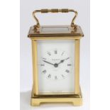 Bayard 8 day brass cased carriage clock, the white dial with roman numerals, 8cm x 14.5cm to top