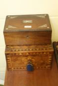 Victorian mother of pearl inlaid jewellery box, marquetry inlaid jewellery box (2)