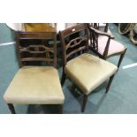 Pair of Regency mahogany side chairs, with bar backs and stuff over seats, (2)