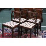 Set of four Mendlesham style mahogany dining chairs, with carved ball backs, drop-in seats, on