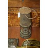 Davis Derby brass and steel miners lamp,