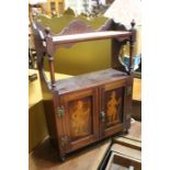 Victorian mahogany hanging wall cupboard, with three quarter gallery top above an open recess and
