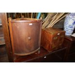 Campaign style chest of four drawers with recessed brass handles, corner stick stand with drip