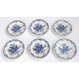 George III Worcester set of five porcelain dishes, circa 1770-1785, transfer decorated Pine Cone