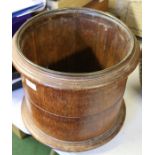 Oak waste paper basket with brass rim, 32cm diameter