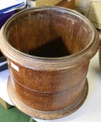 Oak waste paper basket with brass rim, 32cm diameter