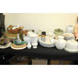 Collection of objects, to include a Cheese dish, plates, metal ware, matts etc, (qty)